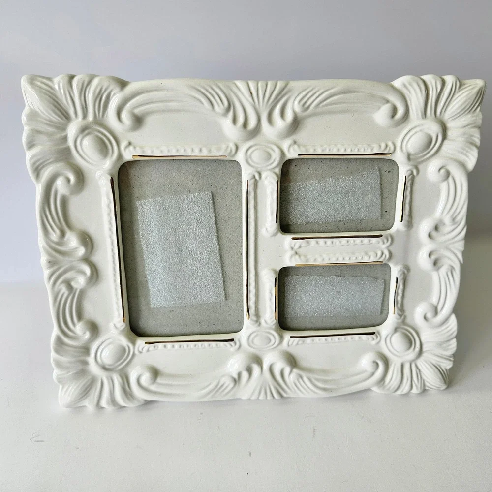 Vtg HB Group Porcelain Picture Frame 1997 Off White